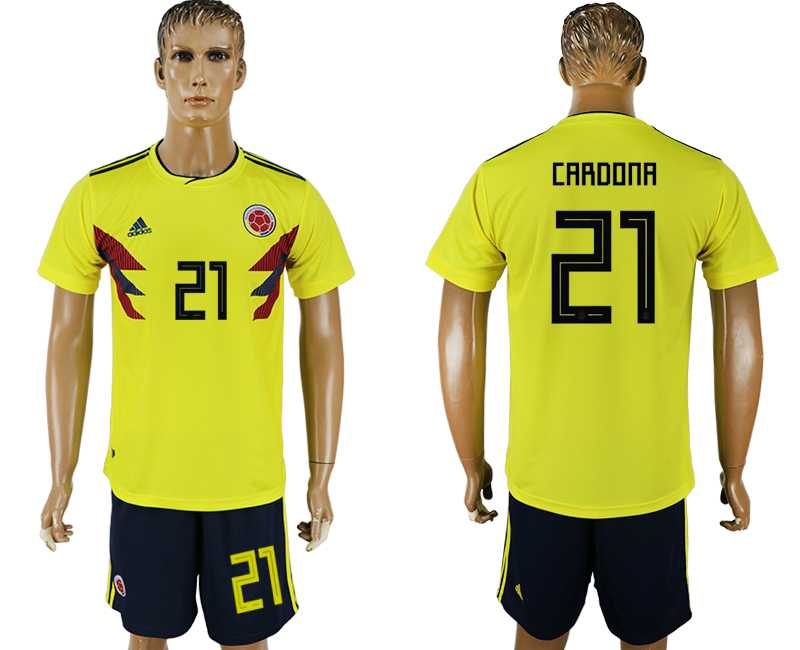 Colombia #21 CARDONA Home 2018 FIFA World Cup Soccer Jersey