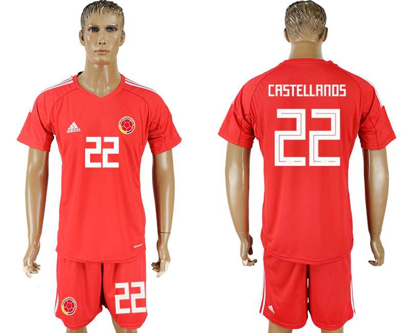 Colombia #22 CASTELLANOS Red Goalkeeper 2018 FIFA World Cup Soccer Jersey