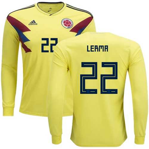 Colombia #22 Lerma Home Long Sleeves Soccer Country Jersey