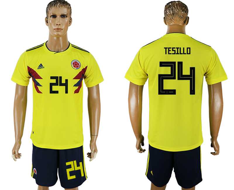 Colombia #24 TESILLO Home 2018 FIFA World Cup Soccer Jersey