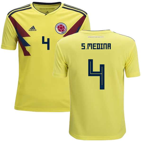 Colombia #4 S.Medina Home Kid Soccer Country Jersey