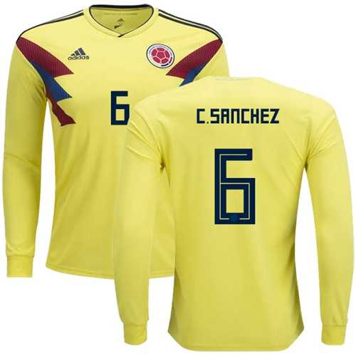 Colombia #6 C.Sanchez Home Long Sleeves Soccer Country Jersey