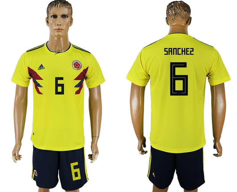 Colombia #6 SANCHEZ Home 2018 FIFA World Cup Soccer Jersey