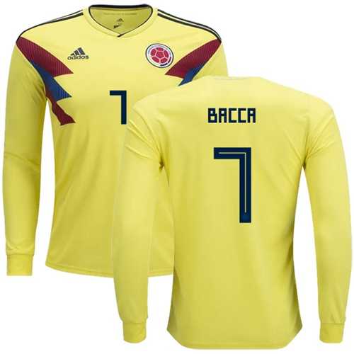 Colombia #7 Bacca Home Long Sleeves Soccer Country Jersey