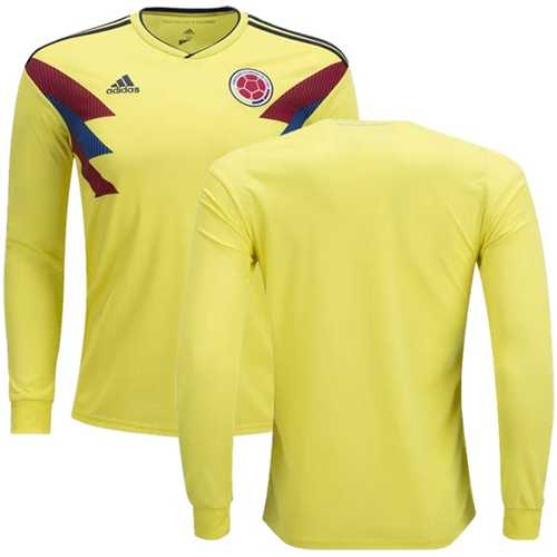 Colombia Blank Home Long Sleeves Soccer Country Jersey