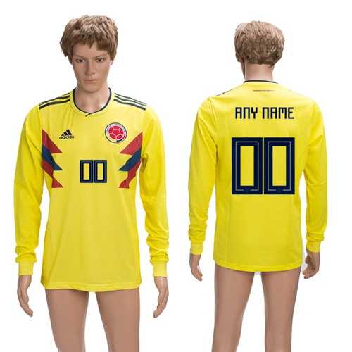 Colombia Personalized Home Long Sleeves Soccer Country Jersey