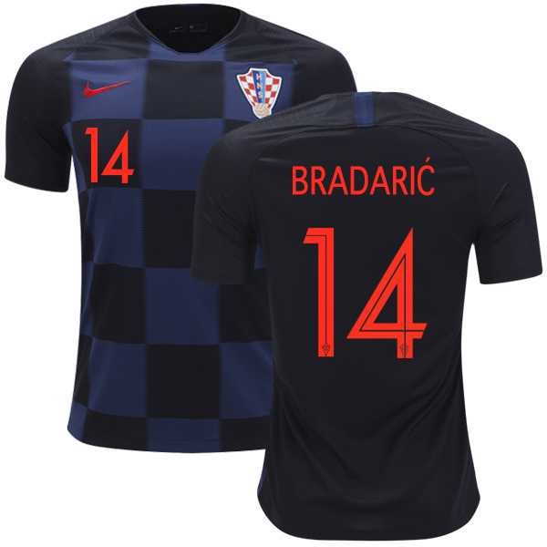 Croatia #14 Bradaric Away Soccer Country Jersey