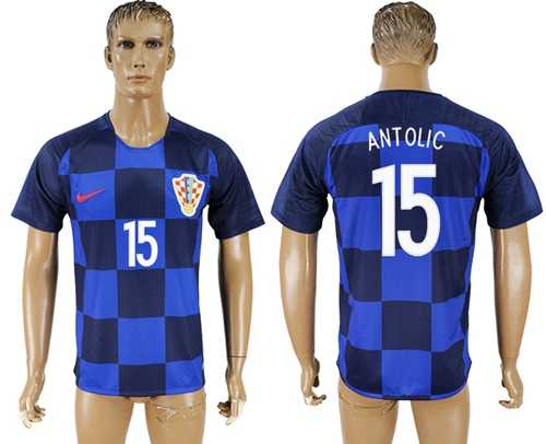 Croatia #15 Antolic Away Soccer Country Jersey