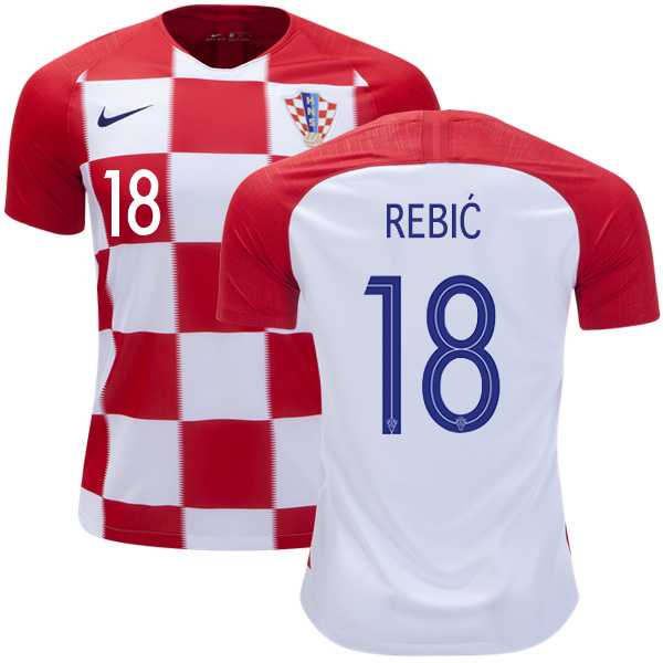 Croatia #18 Rebic Home Kid Soccer Country Jersey