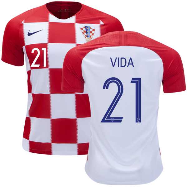 Croatia #21 Vida Home Kid Soccer Country Jersey