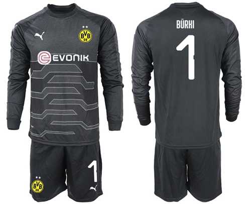 Dortmund #1 Burki Black Goalkeeper Long Sleeves Soccer Club Jersey