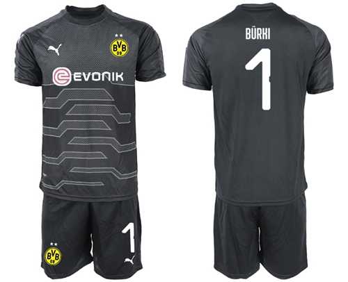 Dortmund #1 Burki Black Goalkeeper Soccer Club Jersey