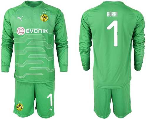 Dortmund #1 Burki Green Goalkeeper Long Sleeves Soccer Club Jersey