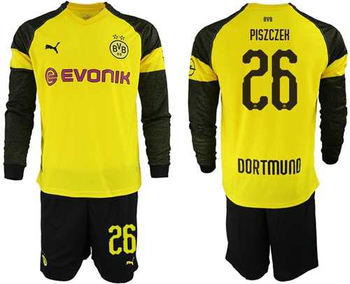 Dortmund #26 Piszczek Home Long Sleeves Soccer Club Jersey