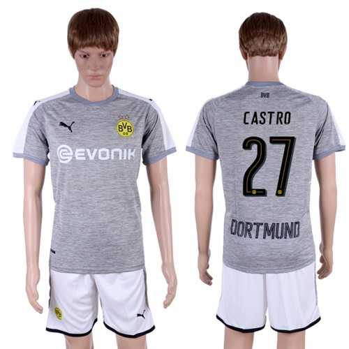 Dortmund #27 Castro Grey Soccer Club Jersey