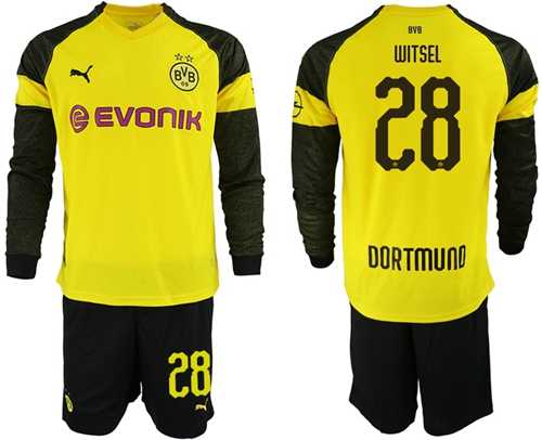 Dortmund #28 Witsel Home Long Sleeves Soccer Club Jersey