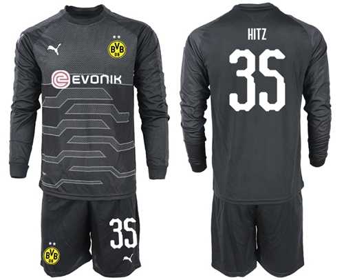 Dortmund #35 Hitz Black Goalkeeper Long Sleeves Soccer Club Jersey