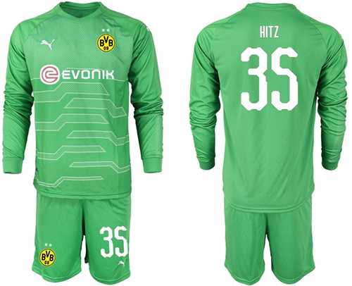 Dortmund #35 Hitz Green Goalkeeper Long Sleeves Soccer Club Jersey