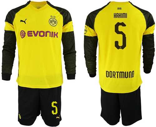 Dortmund #5 Hakimi Home Long Sleeves Soccer Club Jersey