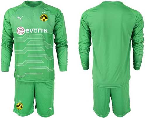 Dortmund Blank Green Goalkeeper Long Sleeves Soccer Club Jersey