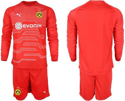 Dortmund Blank Red Goalkeeper Long Sleeves Soccer Club Jersey