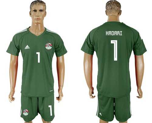 Egypt #1 Hadari Army Green Goalkeeper Soccer Country Jersey