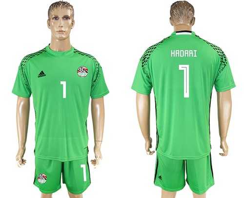 Egypt #1 Hadari Green Goalkeeper Soccer Country Jersey