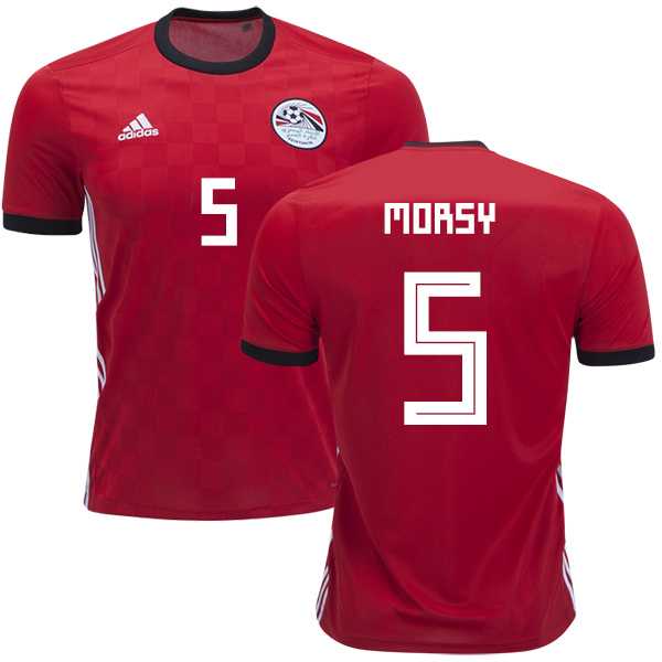 Egypt #5 Morsy Red Home Soccer Country Jersey
