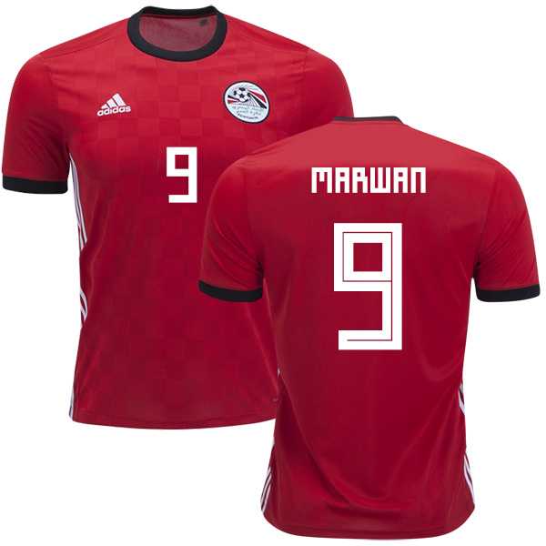 Egypt #9 Marwan Red Home Soccer Country Jersey