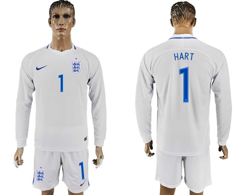 England #1 HART Goalkeeper Home 2018 FIFA World Cup Long Sleeve Soccer Jersey