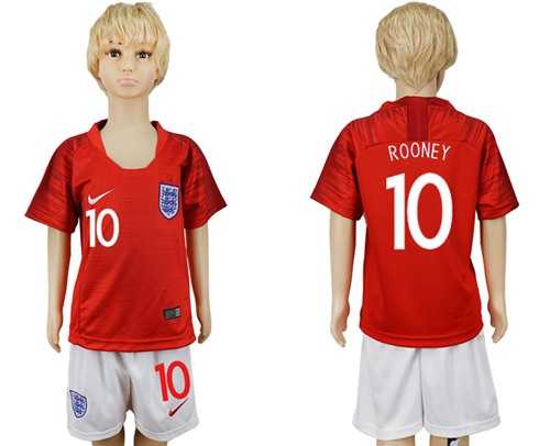 England #10 Rooney Away Kid Soccer Country Jersey