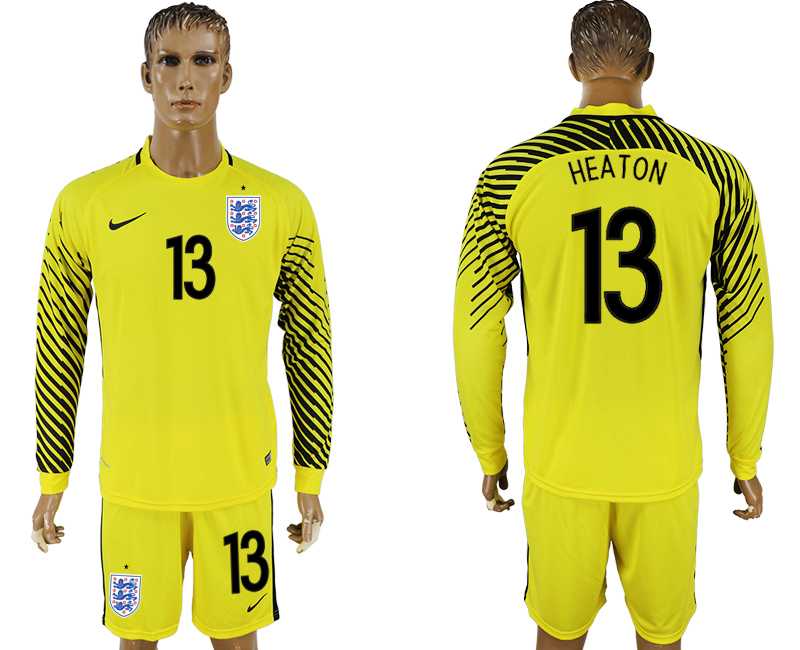 England #13 HEATON Yellow Goalkeeper 2018 FIFA World Cup Long Sleeve Soccer Jersey