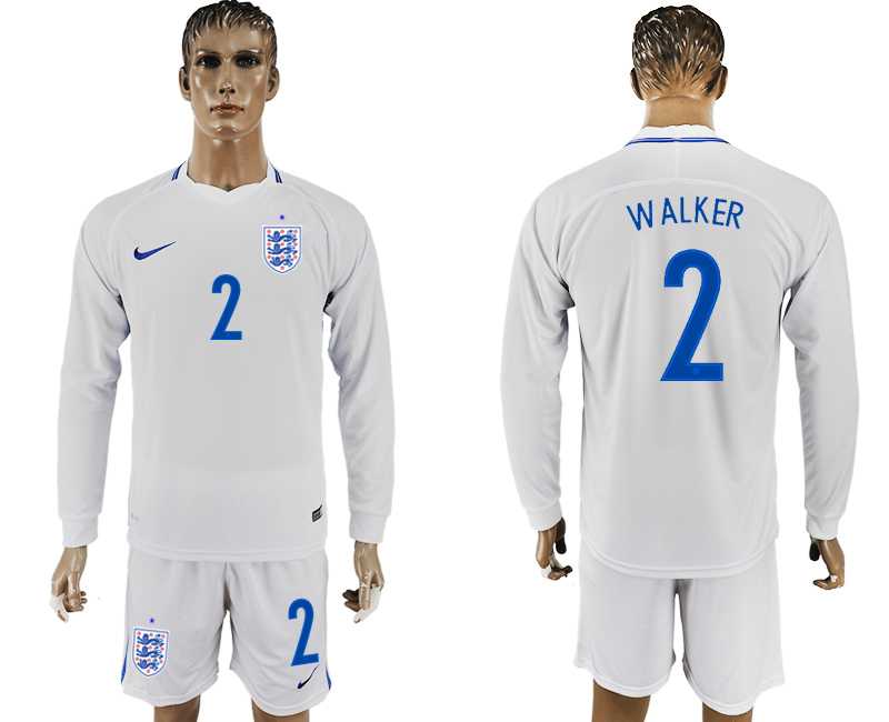 England #2 WALKER Goalkeeper Home 2018 FIFA World Cup Long Sleeve Soccer Jersey