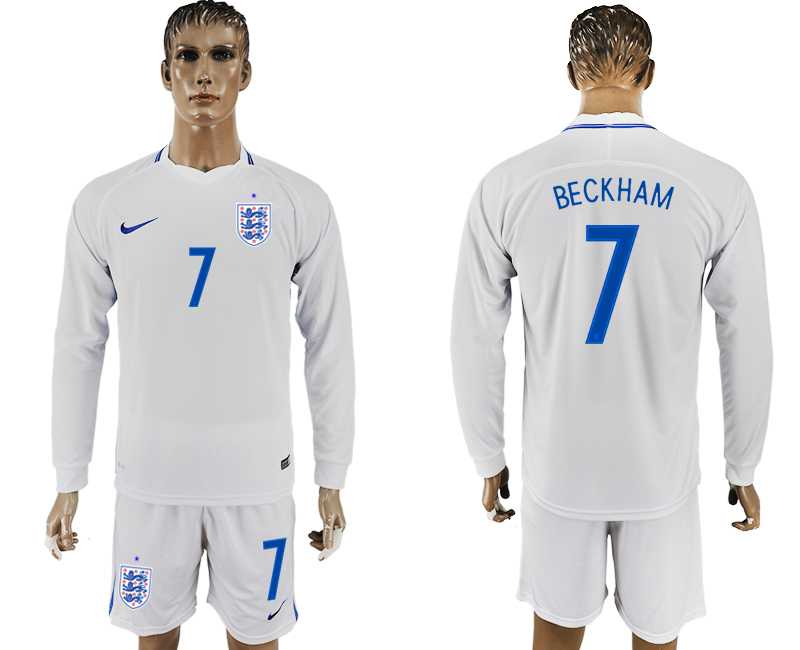 England #7 BECKHAM Goalkeeper Home 2018 FIFA World Cup Long Sleeve Soccer Jersey