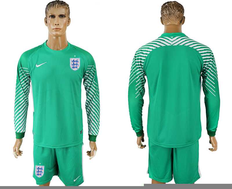 England Green Goalkeeper 2018 FIFA World Cup Long Sleeve Soccer Jersey