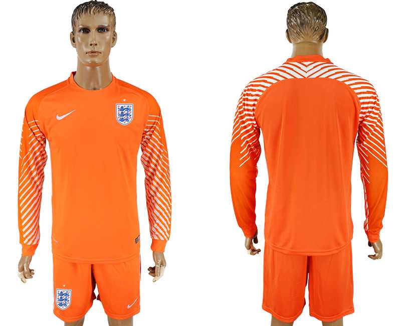 England Orange Goalkeeper 2018 FIFA World Cup Long Sleeve Soccer Jersey