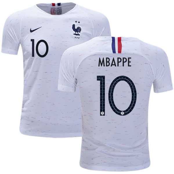 France #10 Mbappe Away Kid Soccer Country Jersey