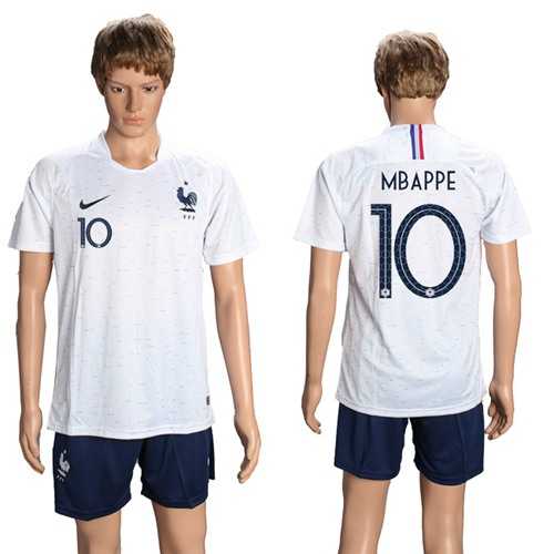 France #10 Mbappe Away Soccer Country Jersey
