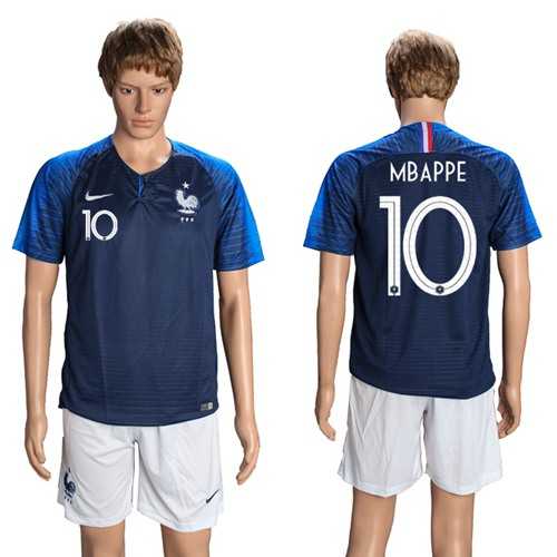 France #10 Mbappe Home Soccer Country Jersey
