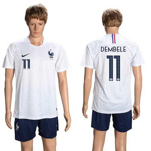 France #11 Dembele Away Soccer Country Jersey