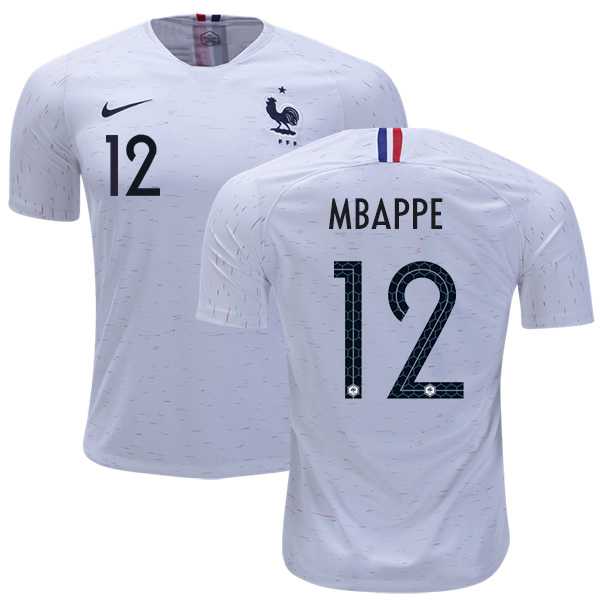 France #12 Mbappe Away Soccer Country Jersey
