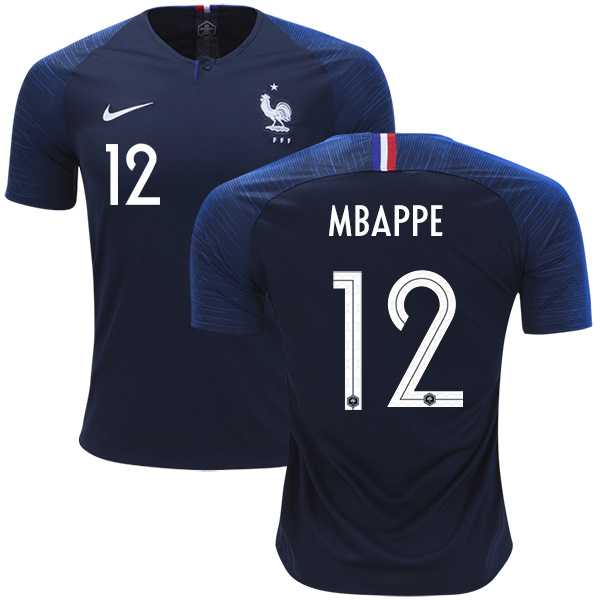 France #12 Mbappe Home Soccer Country Jersey