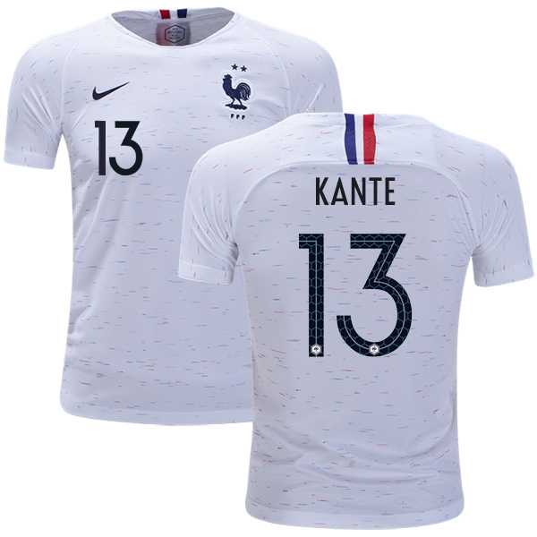 France #13 Kante Away Kid Soccer Country Jersey