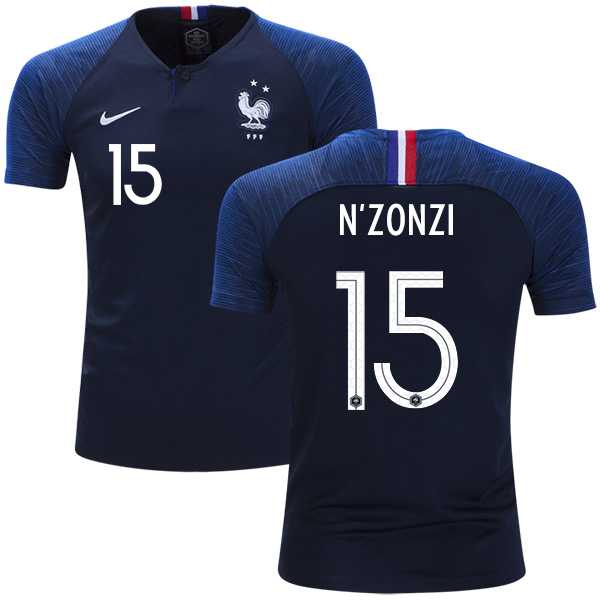 France #15 N'Zonzi Home Kid Soccer Country Jersey