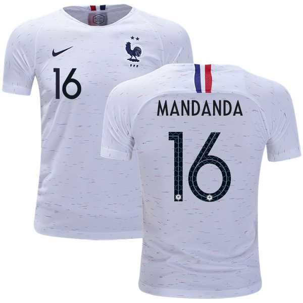 France #16 Mandanda Away Kid Soccer Country Jersey