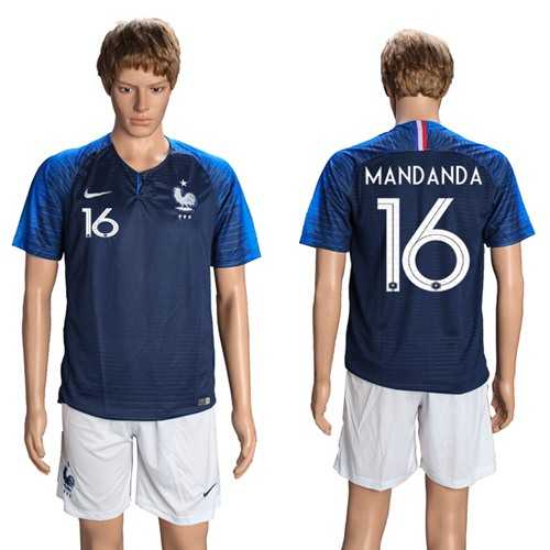 France #16 Mandanda Home Soccer Country Jersey