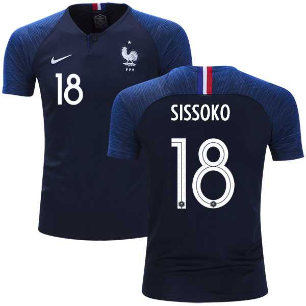 France #18 Sissoko Home Kid Soccer Country Jersey