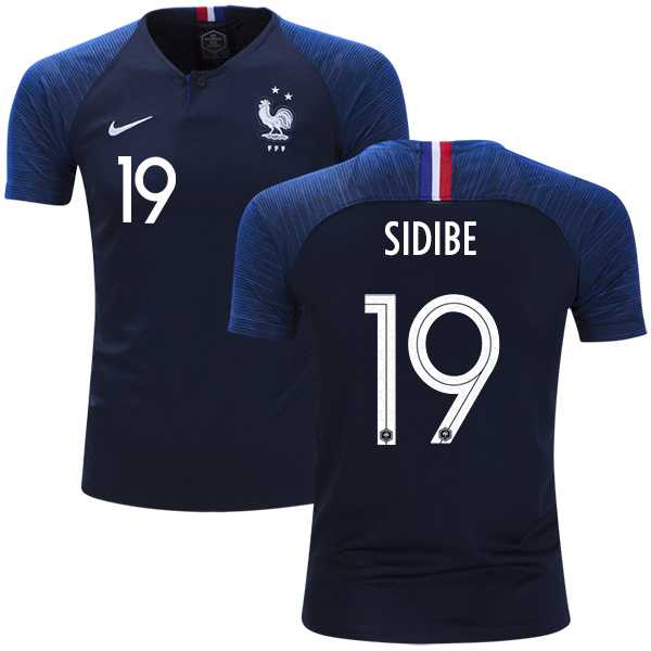 France #19 Sidibe Home Kid Soccer Country Jersey