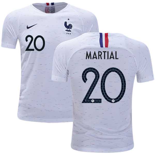 France #20 Martial Away Kid Soccer Country Jersey