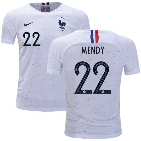 France #22 Mendy Away Kid Soccer Country Jersey